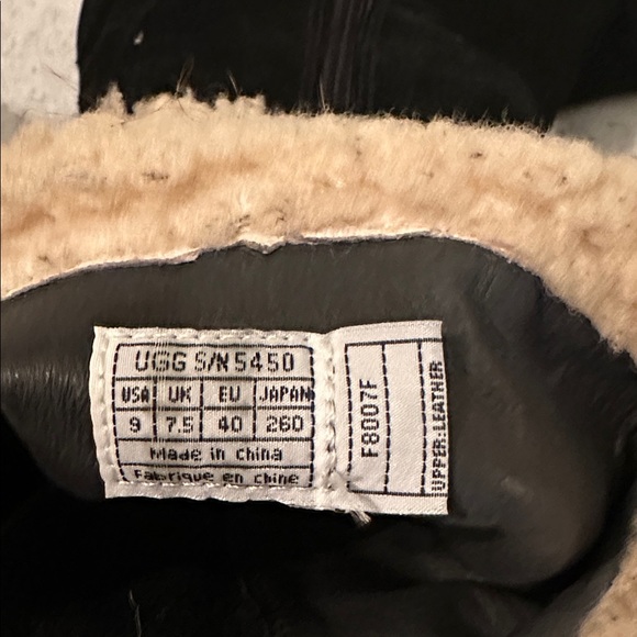 UGG Black Suede with Sheepskin Tall Wedge Boots - Picture 4 of 6